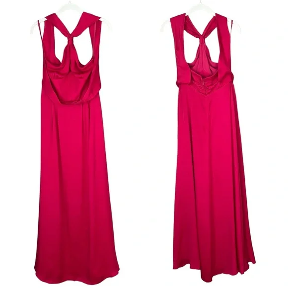 Banana Republic Monogram 100% Silk Maxi Dress Gown Pink Red Size 6 Wedding
